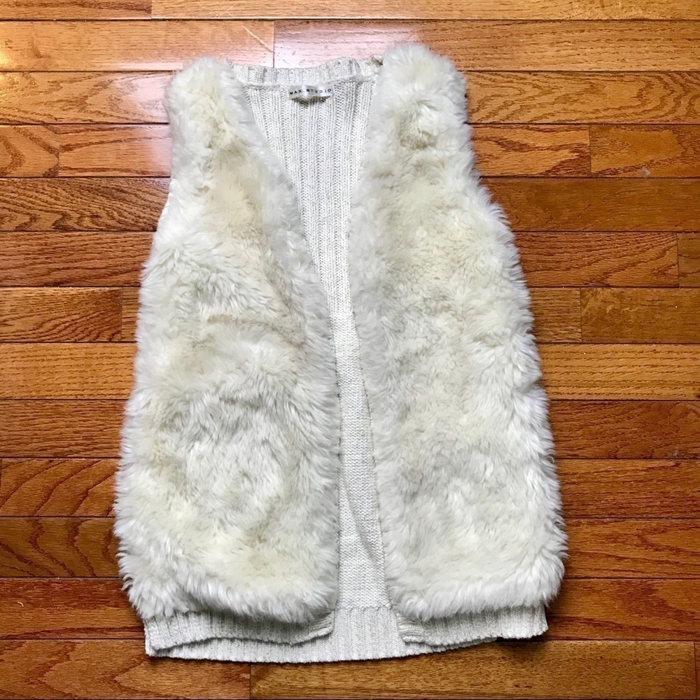 Max Studio Faux Fur and Knit Vest